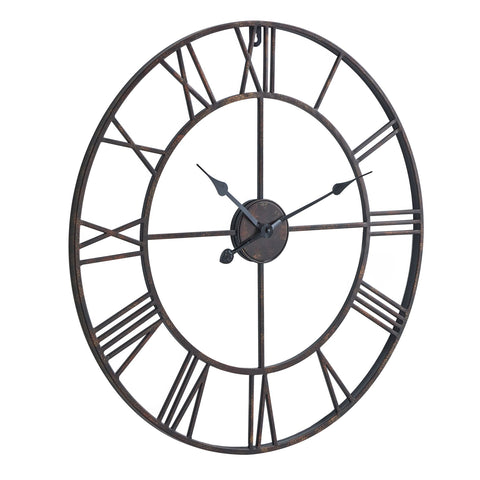 Classical and Timeless Wall Clock with Metalwork Skeleton Frame in Bronze
