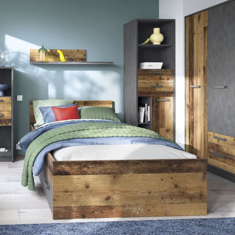 Minimalistic and Dark Rustic Wardrobe Walnut and Dark Matera Finishes