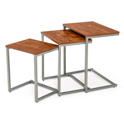 Compact Set of 3 Stackable Tables with Vintage Flair