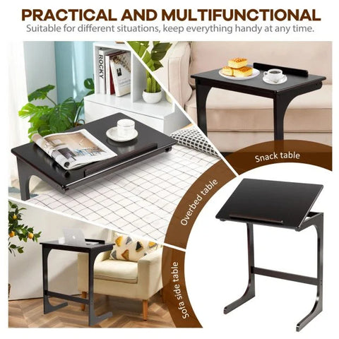 Slim and Elegant C-Shaped Side table with Adjustable Table Top