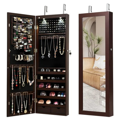 Practical Wall Mounted Jewellery Armoire with Lockable Feature Large Storage Capacity