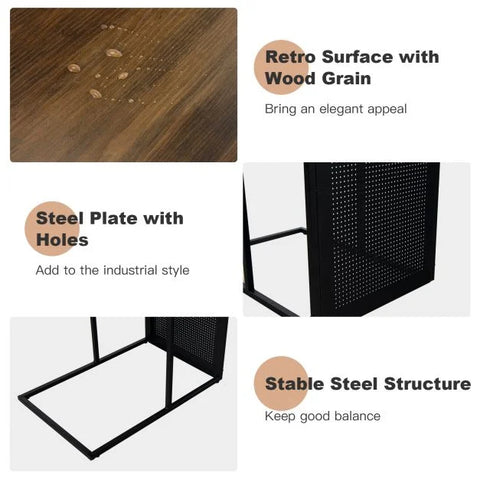 Compact and Elegant Side Table with C-Shape and Fully Reversible Design