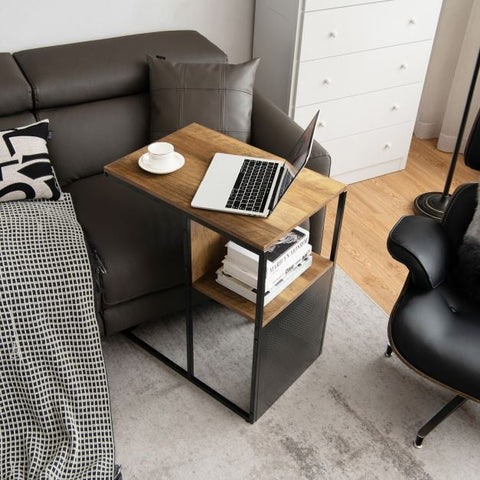Compact and Elegant Side Table with C-Shape and Fully Reversible Design