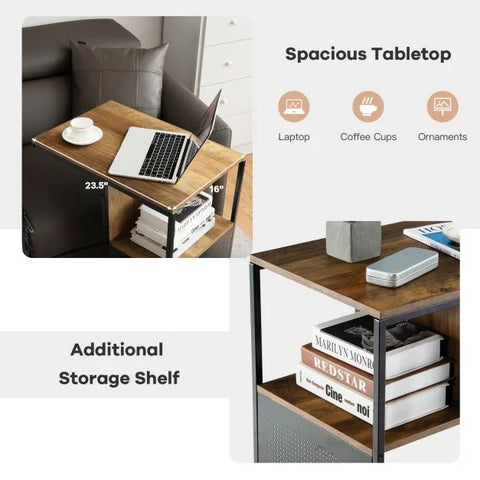 Compact and Elegant Side Table with C-Shape and Fully Reversible Design
