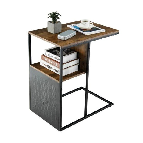 Compact and Elegant Side Table with C-Shape and Fully Reversible Design
