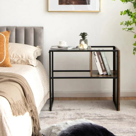 Compact and Elegant Side Table with C-Shape and Fully Reversible Design