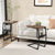 Modern and Compact Side Snack Table with Metal Frame in Brown