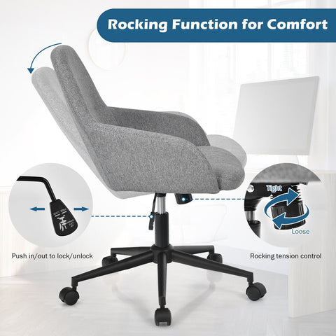Height-Adjustable Multi-Use Chair with Ergonomic Design and Smooth Wheels in Grey