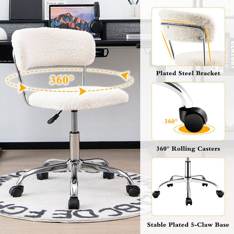 Simple Multi-Function Adjustable Office Chair with Faux Fur and Swivel