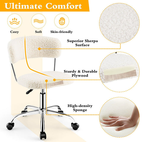 Simple Multi-Function Adjustable Office Chair with Faux Fur and Swivel