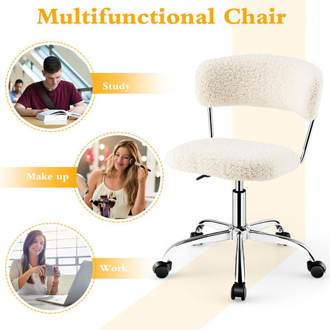 Simple Multi-Function Adjustable Office Chair with Faux Fur and Swivel