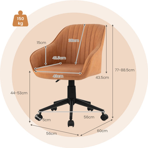 Multi-Use Height-Adjustable Office Chair with 360° Rotation and Premium Materials in Brown
