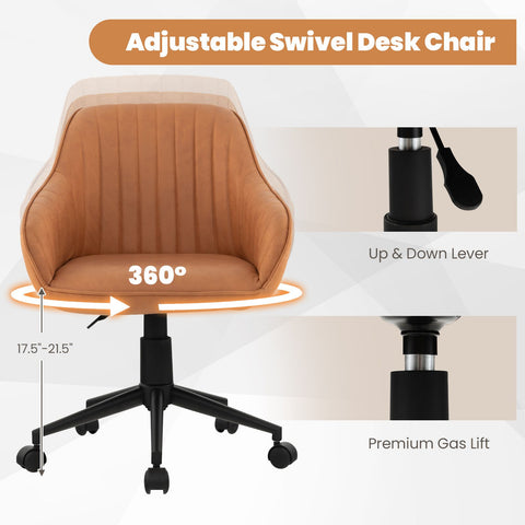 Multi-Use Height-Adjustable Office Chair with 360° Rotation and Premium Materials in Brown