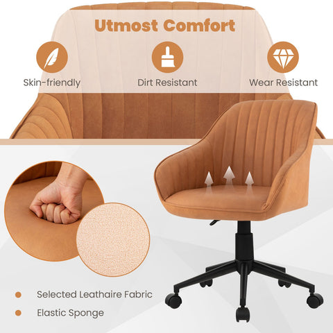 Multi-Use Height-Adjustable Office Chair with 360° Rotation and Premium Materials in Brown