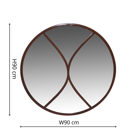Versatile Circular Outdoor Natural Rust Mirror