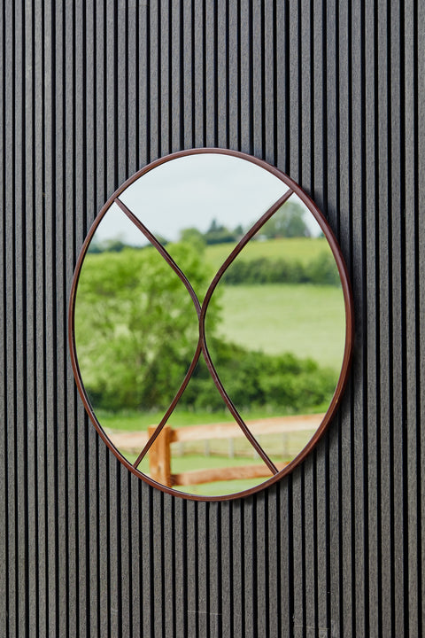 Versatile Circular Outdoor Natural Rust Mirror