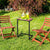 Patio Ceramic Top Side Table with C-Shaped Design and Metal Frame