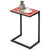 Patio Ceramic Top Side Table with C-Shaped Design and Metal Frame