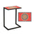 Patio Ceramic Top Side Table with C-Shaped Design and Metal Frame