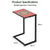 Patio Ceramic Top Side Table with C-Shaped Design and Metal Frame