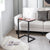 Patio Ceramic Top Side Table with C-Shaped Design and Metal Frame