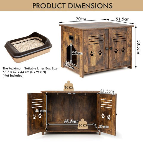 Litter Box Enclosure for Cats with Double Louvered Doors