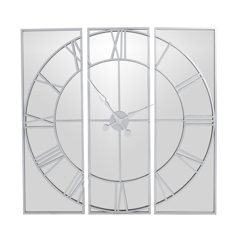 Modern Metallic Wall Clock with Roman Numerals and Exquisite Mirrored Face