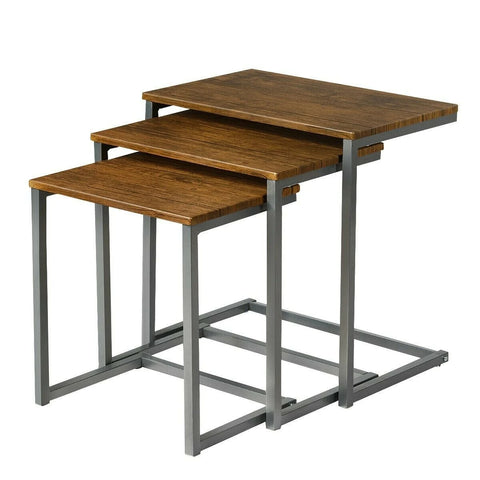Compact Set of 3 Stackable Tables with Vintage Flair