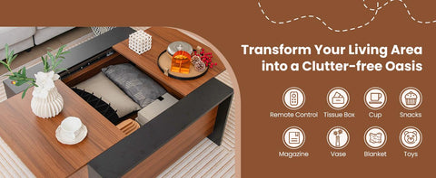 Practical and Stylish Sliding Coffee Table with Square Design and Hidden Storage