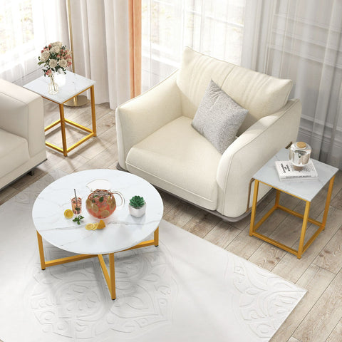 Versatile and Modern 3 Piece Coffee Table with Metal Frame