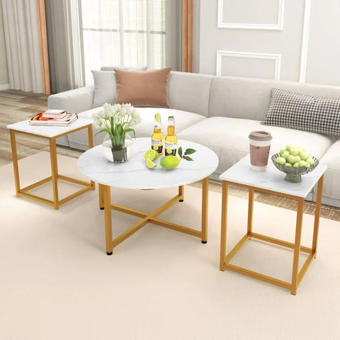 Versatile and Modern 3 Piece Coffee Table with Metal Frame