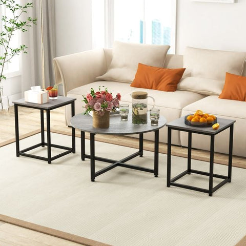 Versatile and Modern 3 Piece Coffee Table with Metal Frame