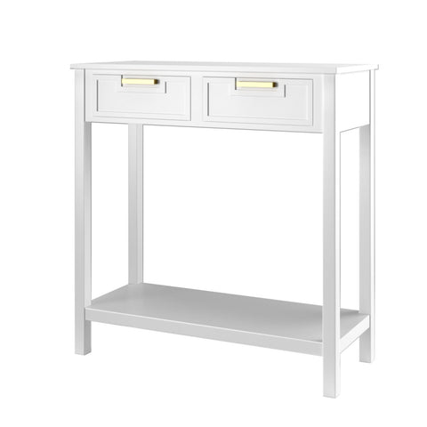 Stylish Entryway Console Table with Acacia Wood Frame and Storage Shelf