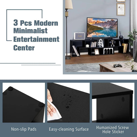 Modern and Minimalist TV Stand with Convertible Shelves and Contemporary Design
