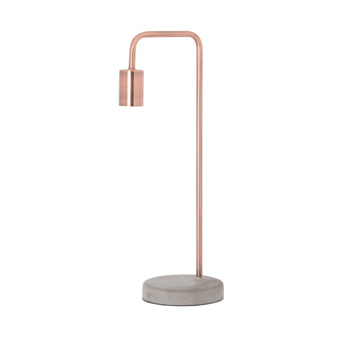 Industrial Style Copper Lamp with Stone Base and Rustic Appeal