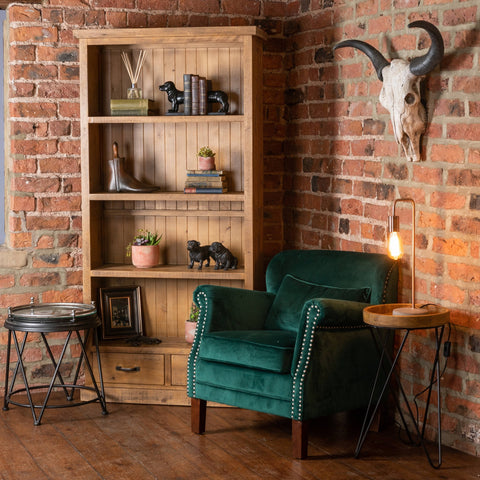 Industrial Style Copper Lamp with Stone Base and Rustic Appeal