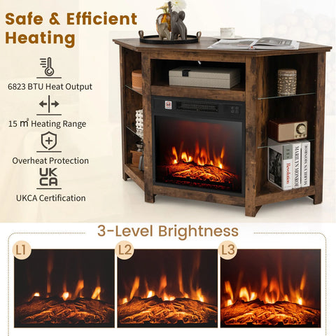 Elegant Spacious TV Stand with LED Lighting and Customizable Fireplace Insert