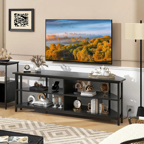 Elegant TV Stand with Practical Corner Design and Spacious Open Shelves