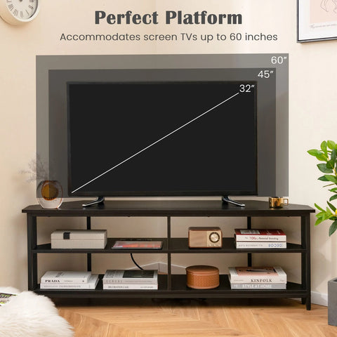 Elegant TV Stand with Practical Corner Design and Spacious Open Shelves