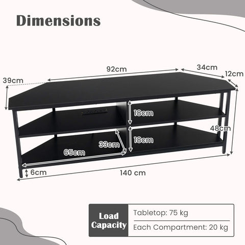 Elegant TV Stand with Practical Corner Design and Spacious Open Shelves