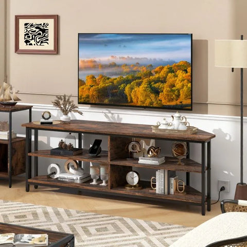 Elegant TV Stand with Practical Corner Design and Spacious Open Shelves