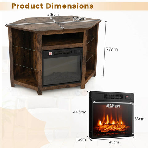 Elegant Spacious TV Stand with LED Lighting and Customizable Fireplace Insert