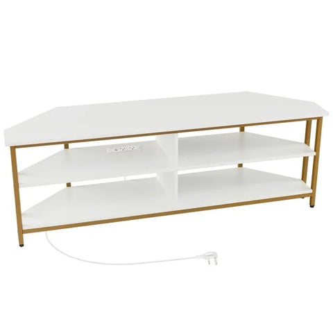 Elegant TV Stand with Practical Corner Design and Spacious Open Shelves