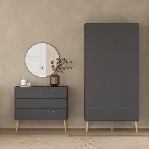 Elegant and Minimalistic Scandinavian Wardrobe with Oak Wooden Legs