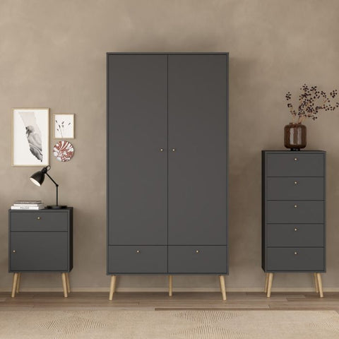 Elegant and Minimalistic Scandinavian Wardrobe with Oak Wooden Legs
