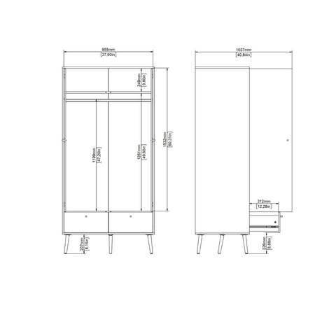 Elegant and Minimalistic Scandinavian Wardrobe with Oak Wooden Legs