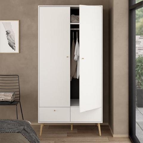 Elegant and Minimalistic Scandinavian Wardrobe with Oak Wooden Legs