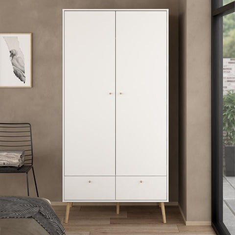 Elegant and Minimalistic Scandinavian Wardrobe with Oak Wooden Legs