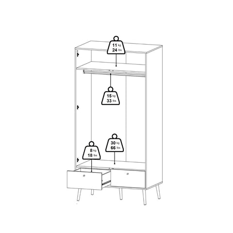 Elegant and Minimalistic Scandinavian Wardrobe with Oak Wooden Legs