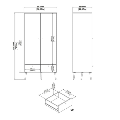 Elegant and Minimalistic Scandinavian Wardrobe with Oak Wooden Legs